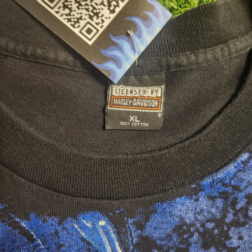 Large 90s AOP Harley Davidson Motorcyle Chopper Tee Shirt Size Xl - Picture 3 of 8